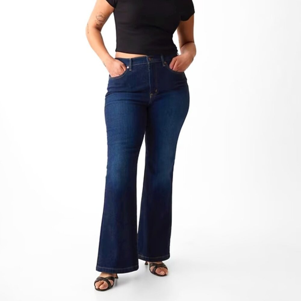 GAP 70s Flare‎ High Rise Jeans Dark Wash Size 32 | 14R Retro Vintage
